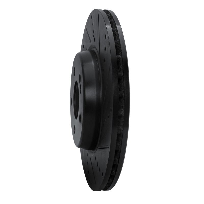Mercedes-Benz GLC350e Brake Rotor (1) - Rear Right - R1 Concepts - Drilled & Slotted - Black - `16-`23